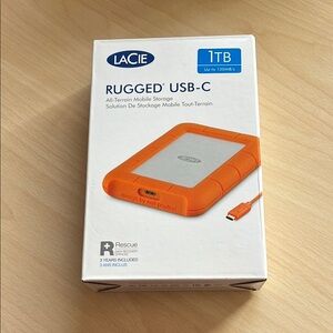 LaCie Rugged USB-C 1TB External Hard Drive - Orange